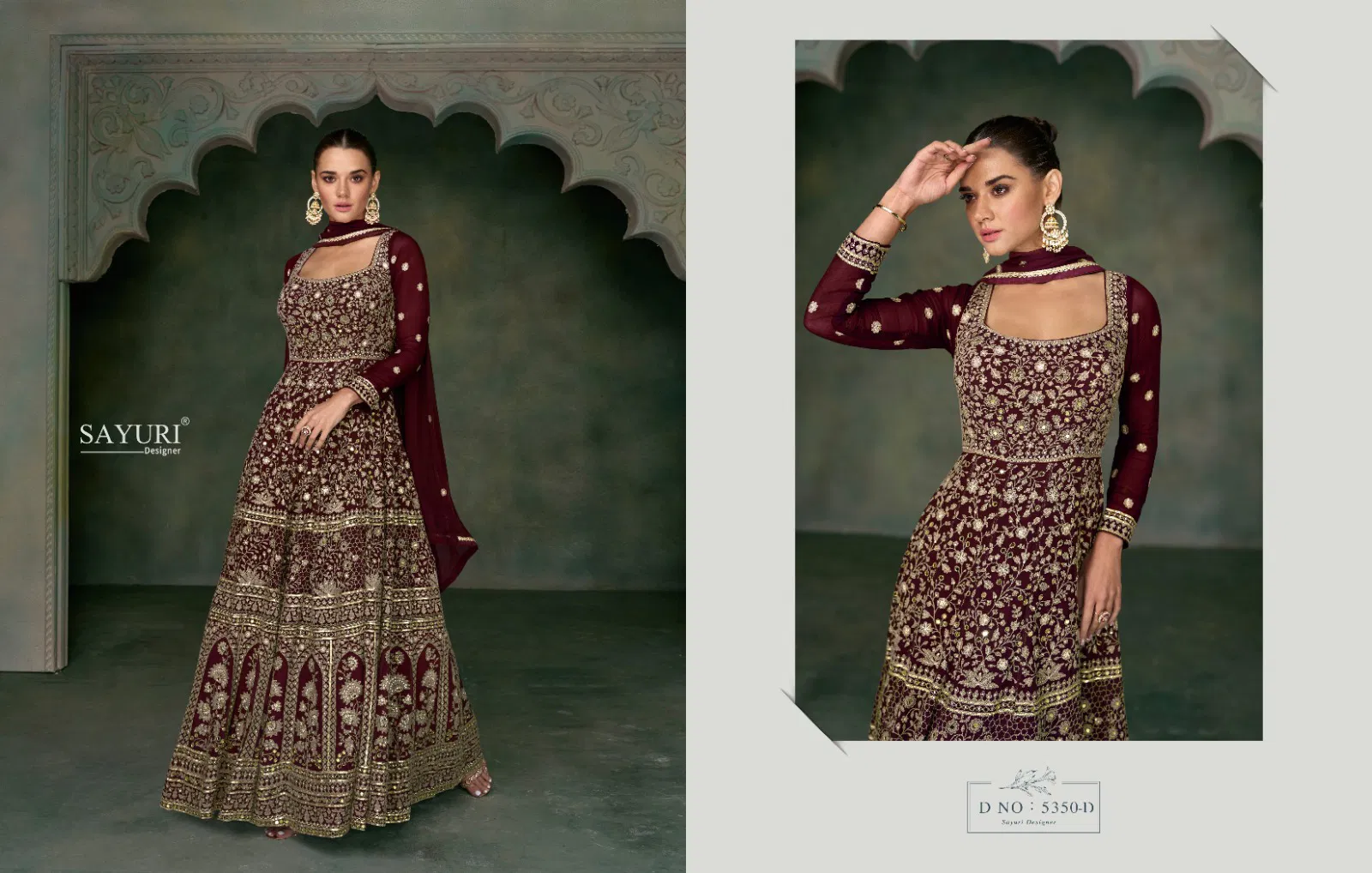 SAYURI 5350 COLORS REAL GEROGETTE EMBROIDERED WORK HEAVY SALWAR SUIT COLLECTIONs
